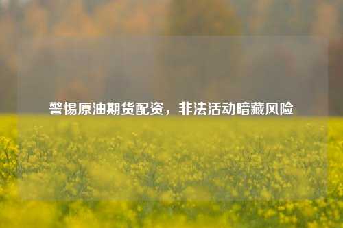 警惕原油期货配资，非法活动暗藏风险