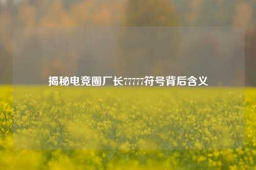 揭秘电竞圈厂长77777符号背后含义