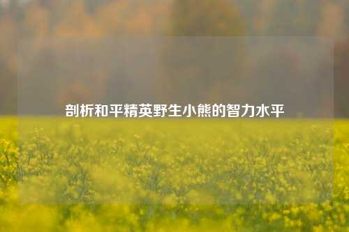 剖析和平精英野生小熊的智力水平